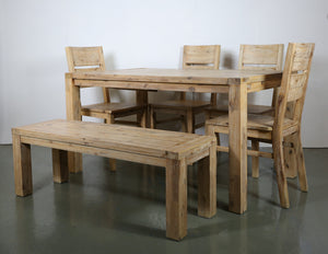 Oak Furniture Land Solid Wood Table, Chairs and Bench