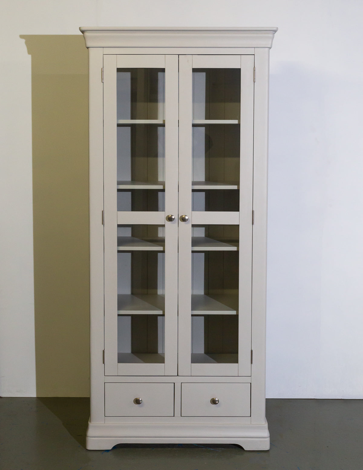 Lundy Stone Grey Cotswold Tall Display Cabinet