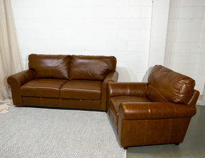 Habitat Leather Sofa and Armchair