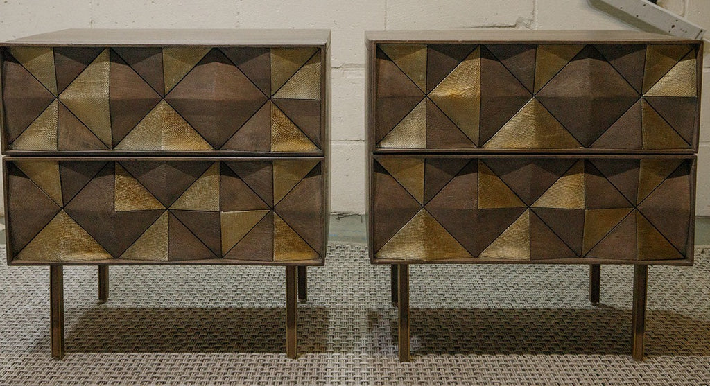 Atkin And Thyme Wooden Bedside Tables with Inlays