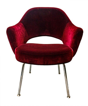 Knoll Tulip Red Velvet Dining Chairs (4 units)