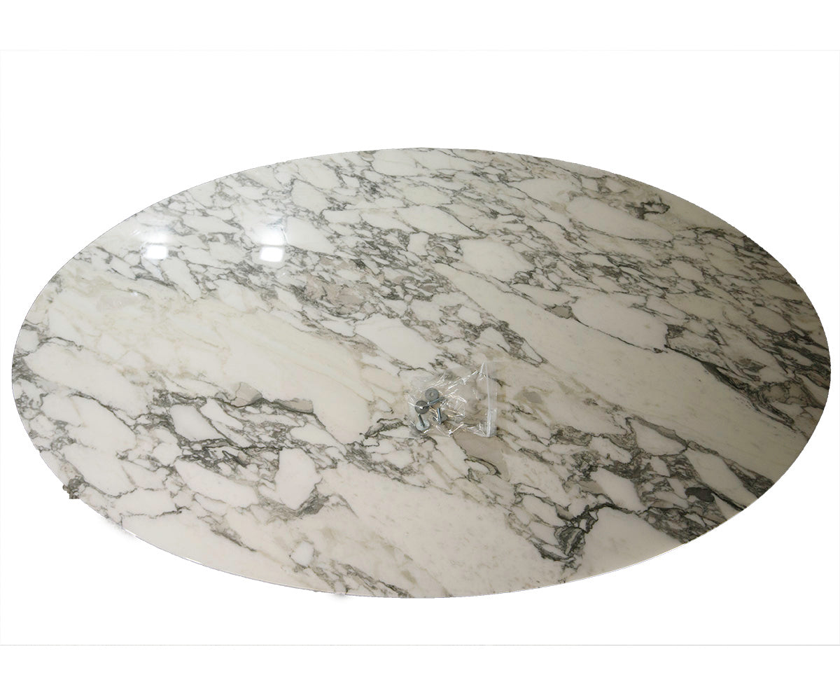 Knoll Saarinen Tulip Oval Dining Table Arabescato Coated Marble