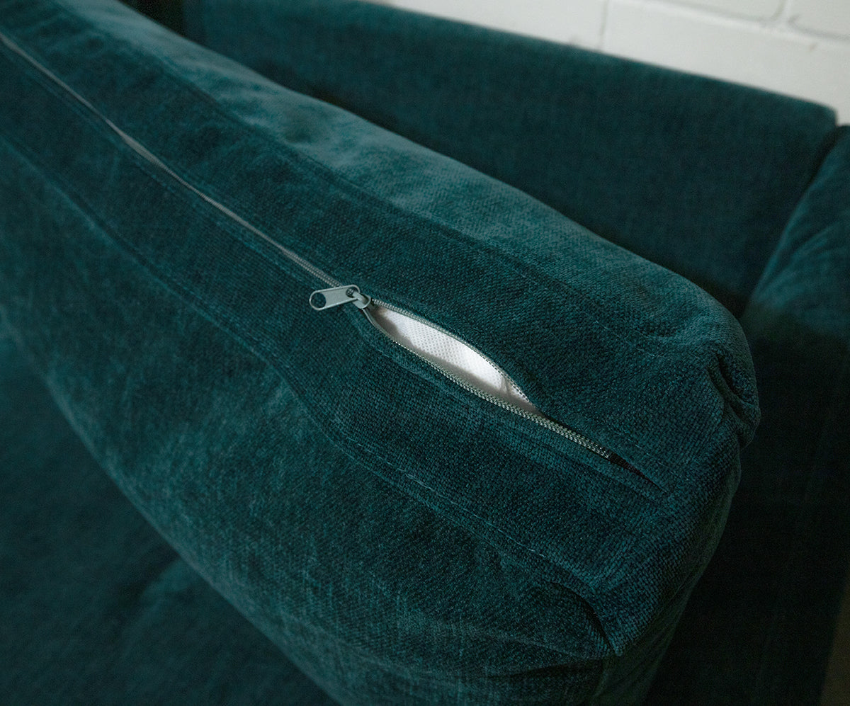 Snug Three Seater Teal Velvet Sofa