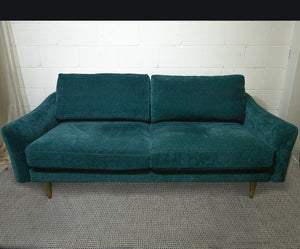 Snug Three Seater Teal Velvet Sofa