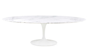 Knoll Saarinen Tulip Oval Dining Table Arabescato Coated Marble