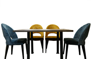 John Lewis 6 Seater Calia Dining Table & 4 Moritz Velvet Chairs