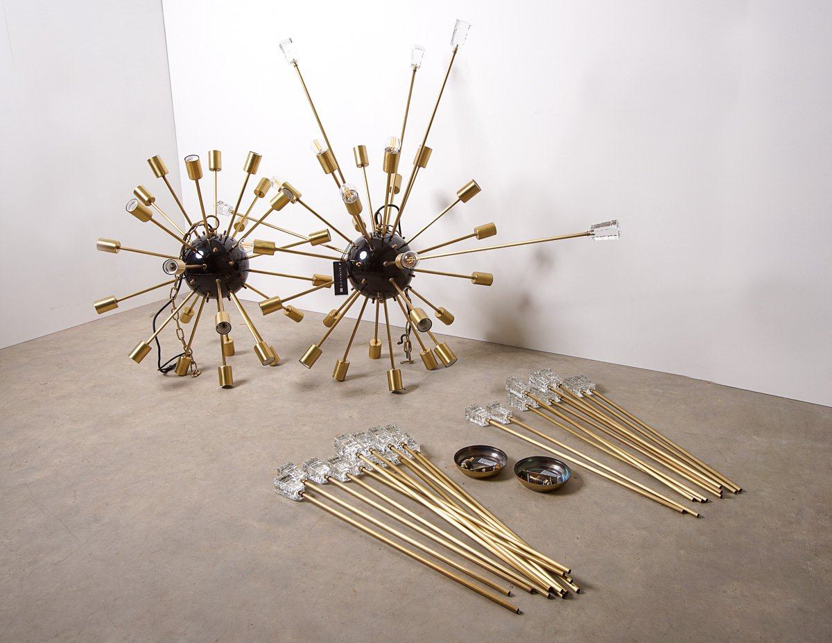 Houseology Sputnik Inspired Glass & Brass Chandelier (2 Units Available)