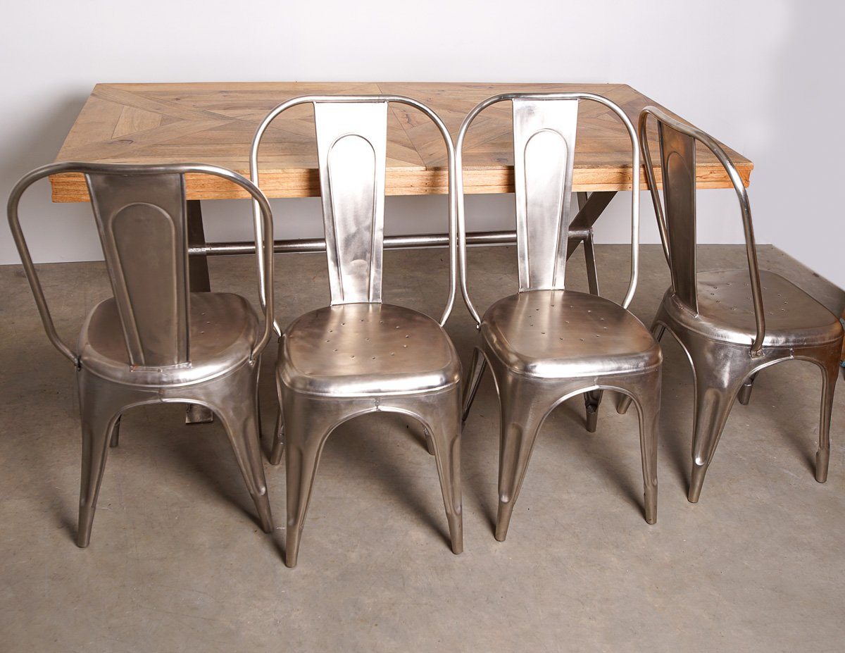 Lombok Artisan Cross Leg Mango Wood Dining Table & Metal Chairs