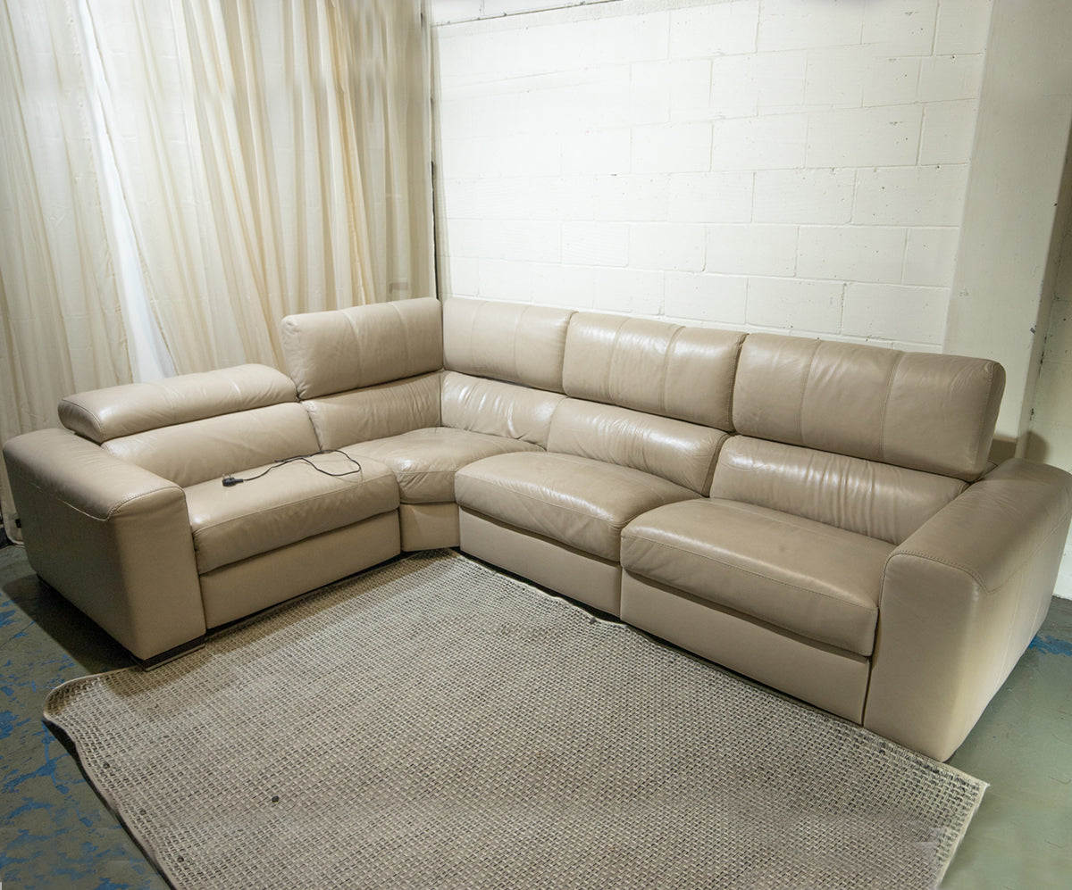 House of Fraser Leather Corner Sofa with Electric Reclining Function Thrifted Furniture
