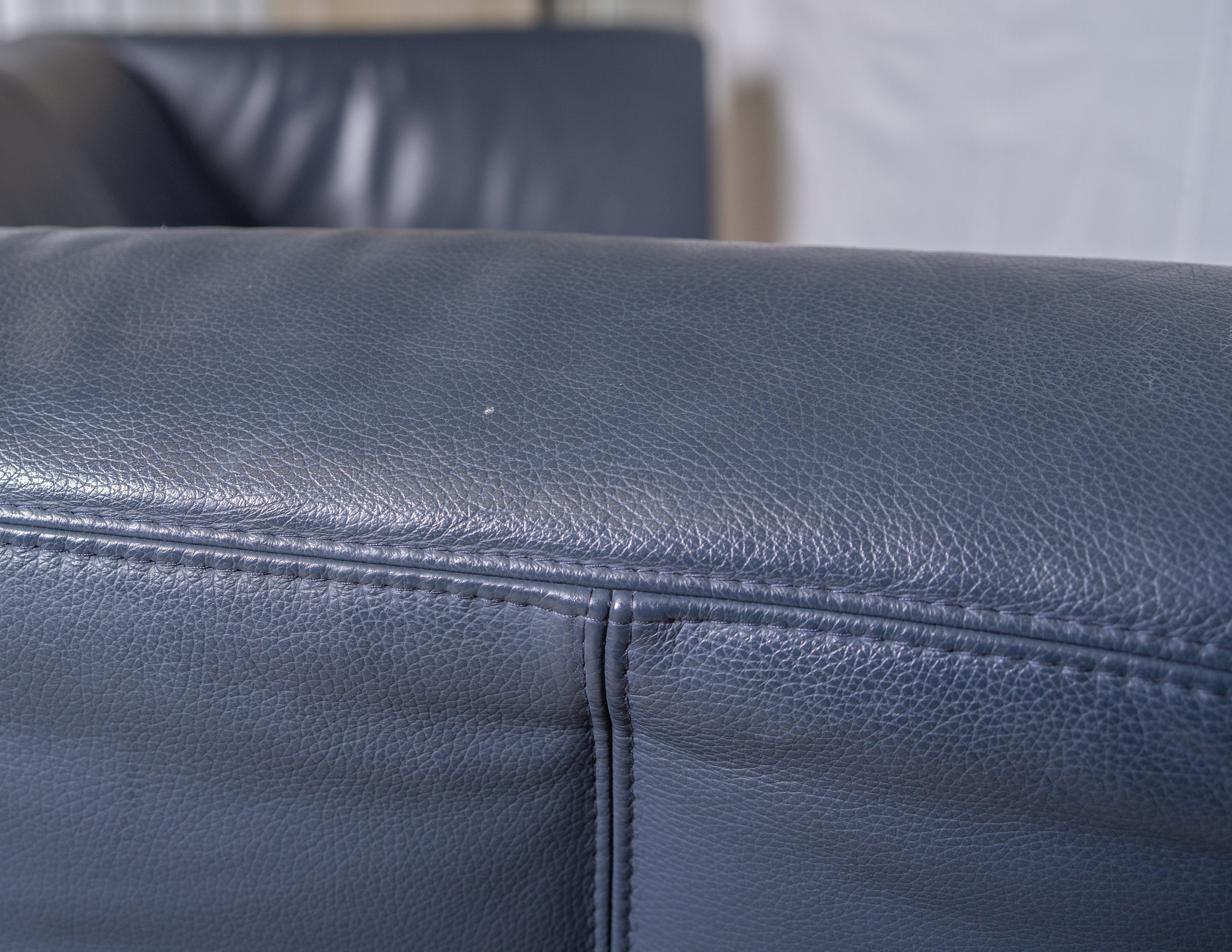 IKEA Custom Dark Blue Leather 3-seater 'Winged' Sofa