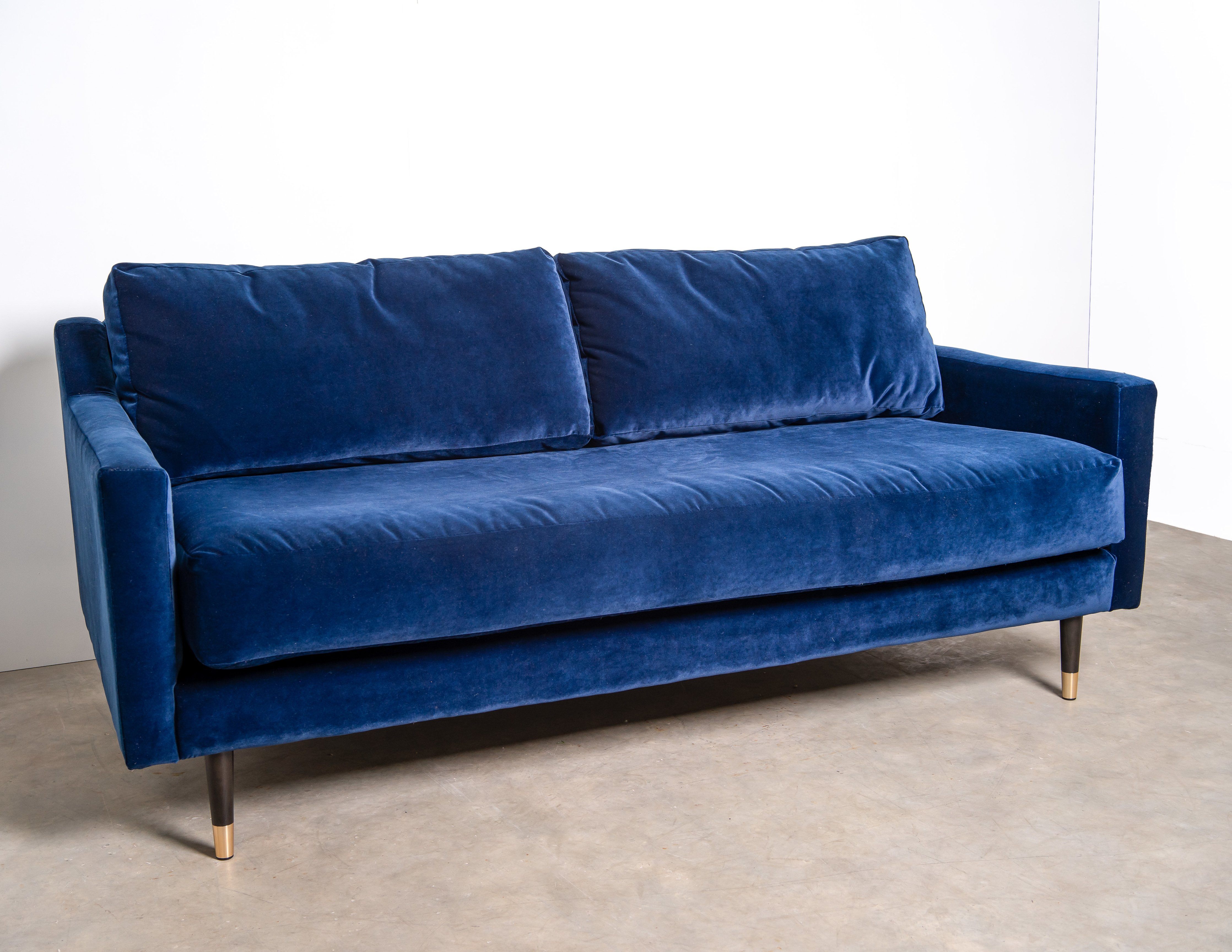 Swoon Editions Rieti Navy Velvet 2-seater Sofa