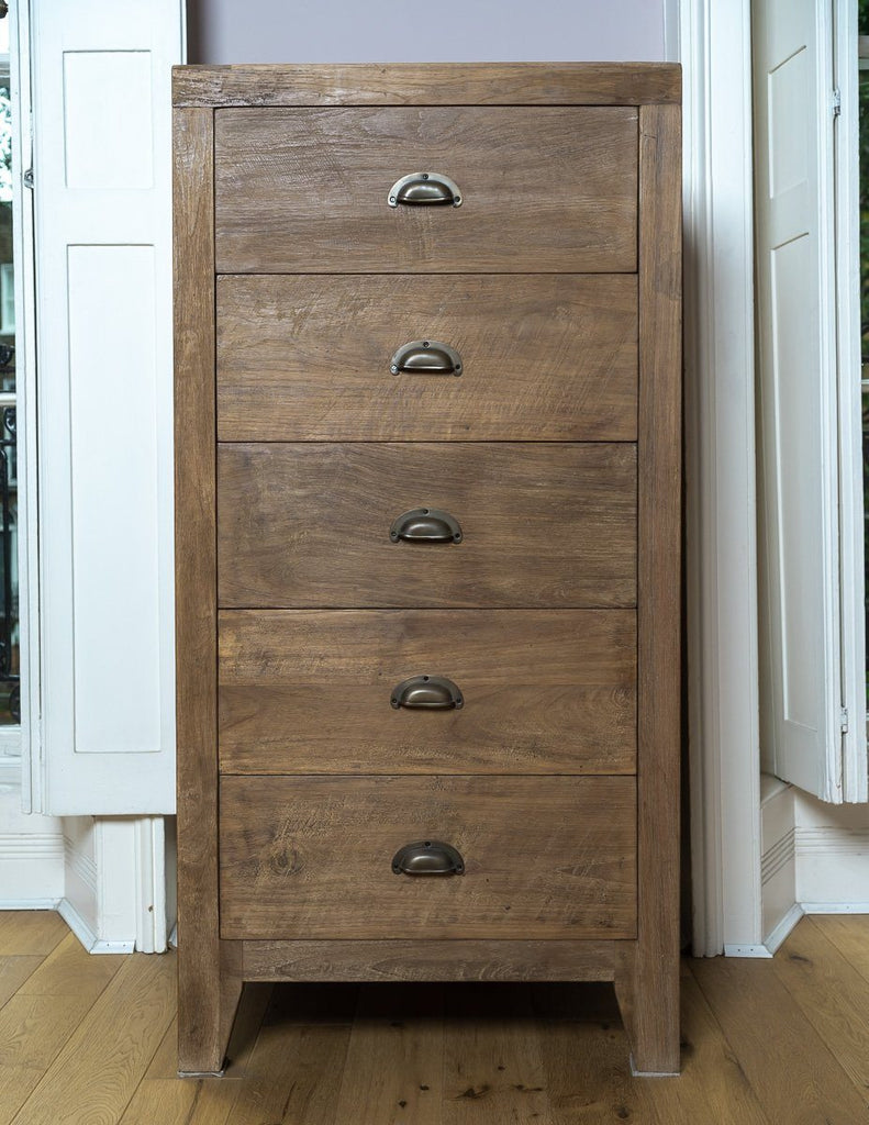 Beautiful and Functional Lombok Sumatra Wooden 5 Drawer Tallboy